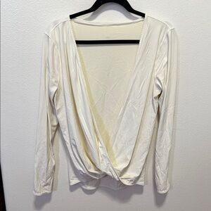 Lululemon Full Freedom Long Sleeve Cream Drape Front Faux-Wrap top